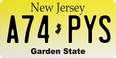 NJ license plate A74PYS