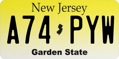 NJ license plate A74PYW
