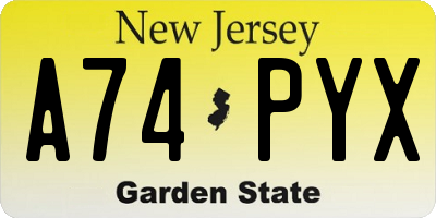 NJ license plate A74PYX