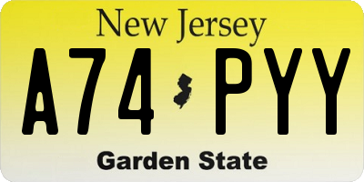 NJ license plate A74PYY