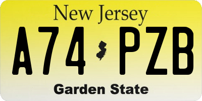NJ license plate A74PZB