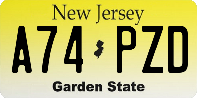 NJ license plate A74PZD