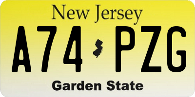 NJ license plate A74PZG