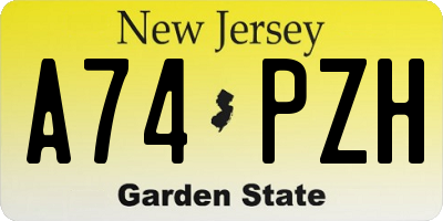 NJ license plate A74PZH