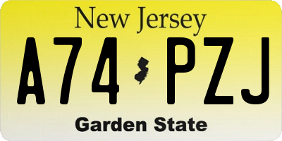NJ license plate A74PZJ