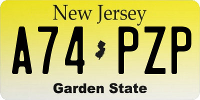 NJ license plate A74PZP