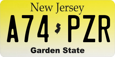 NJ license plate A74PZR