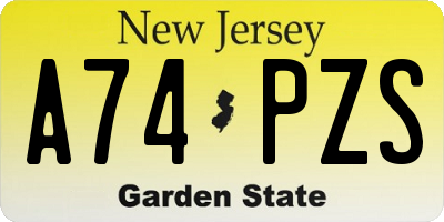 NJ license plate A74PZS