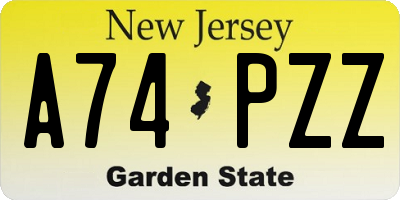 NJ license plate A74PZZ