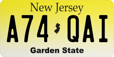 NJ license plate A74QAI