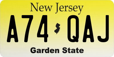 NJ license plate A74QAJ