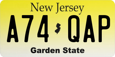 NJ license plate A74QAP