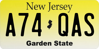 NJ license plate A74QAS