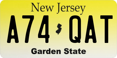 NJ license plate A74QAT