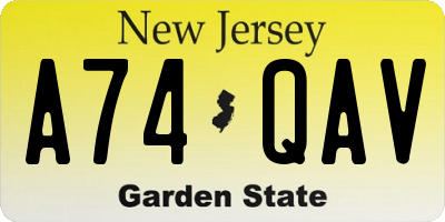 NJ license plate A74QAV