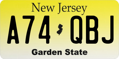 NJ license plate A74QBJ