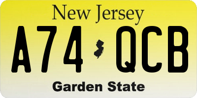 NJ license plate A74QCB