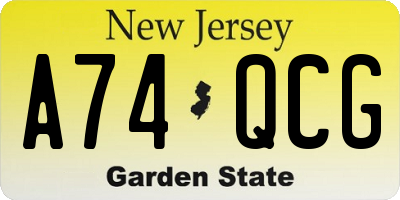 NJ license plate A74QCG