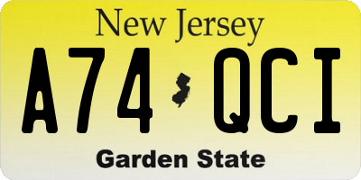 NJ license plate A74QCI