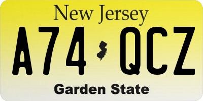 NJ license plate A74QCZ