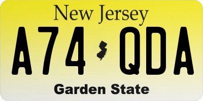 NJ license plate A74QDA