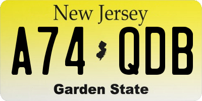 NJ license plate A74QDB