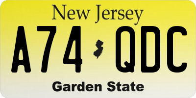 NJ license plate A74QDC