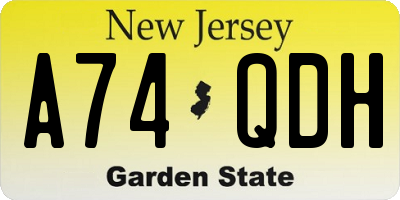 NJ license plate A74QDH