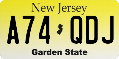 NJ license plate A74QDJ