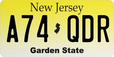NJ license plate A74QDR