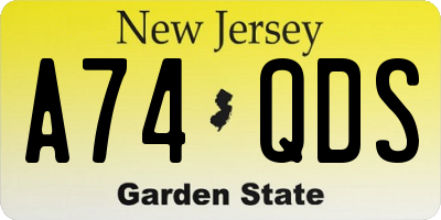 NJ license plate A74QDS