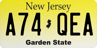 NJ license plate A74QEA