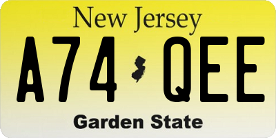 NJ license plate A74QEE