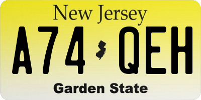 NJ license plate A74QEH