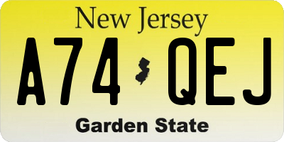NJ license plate A74QEJ