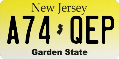 NJ license plate A74QEP