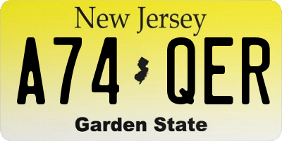 NJ license plate A74QER