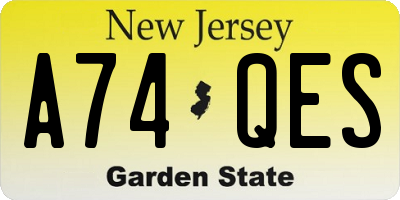 NJ license plate A74QES