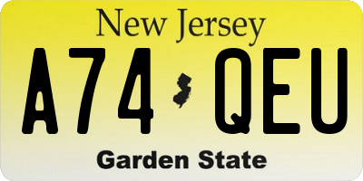 NJ license plate A74QEU