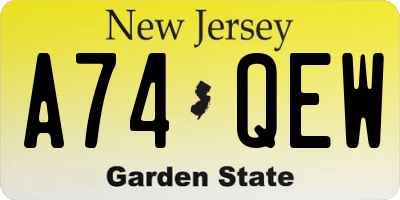 NJ license plate A74QEW