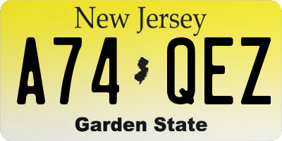 NJ license plate A74QEZ