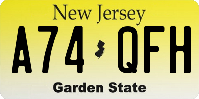 NJ license plate A74QFH