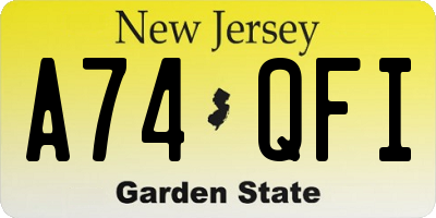 NJ license plate A74QFI