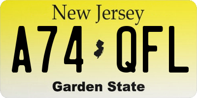 NJ license plate A74QFL