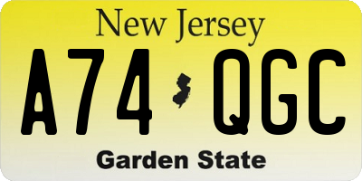 NJ license plate A74QGC