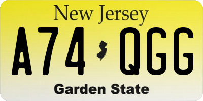 NJ license plate A74QGG