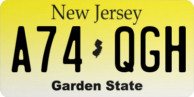 NJ license plate A74QGH