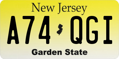 NJ license plate A74QGI