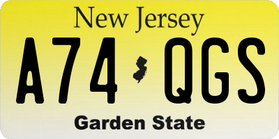 NJ license plate A74QGS
