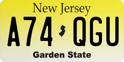 NJ license plate A74QGU